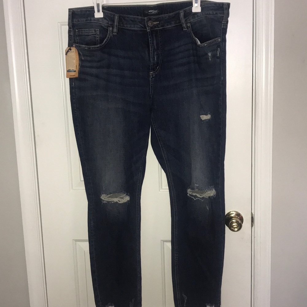 Distressed Plus Size Silver Jeans